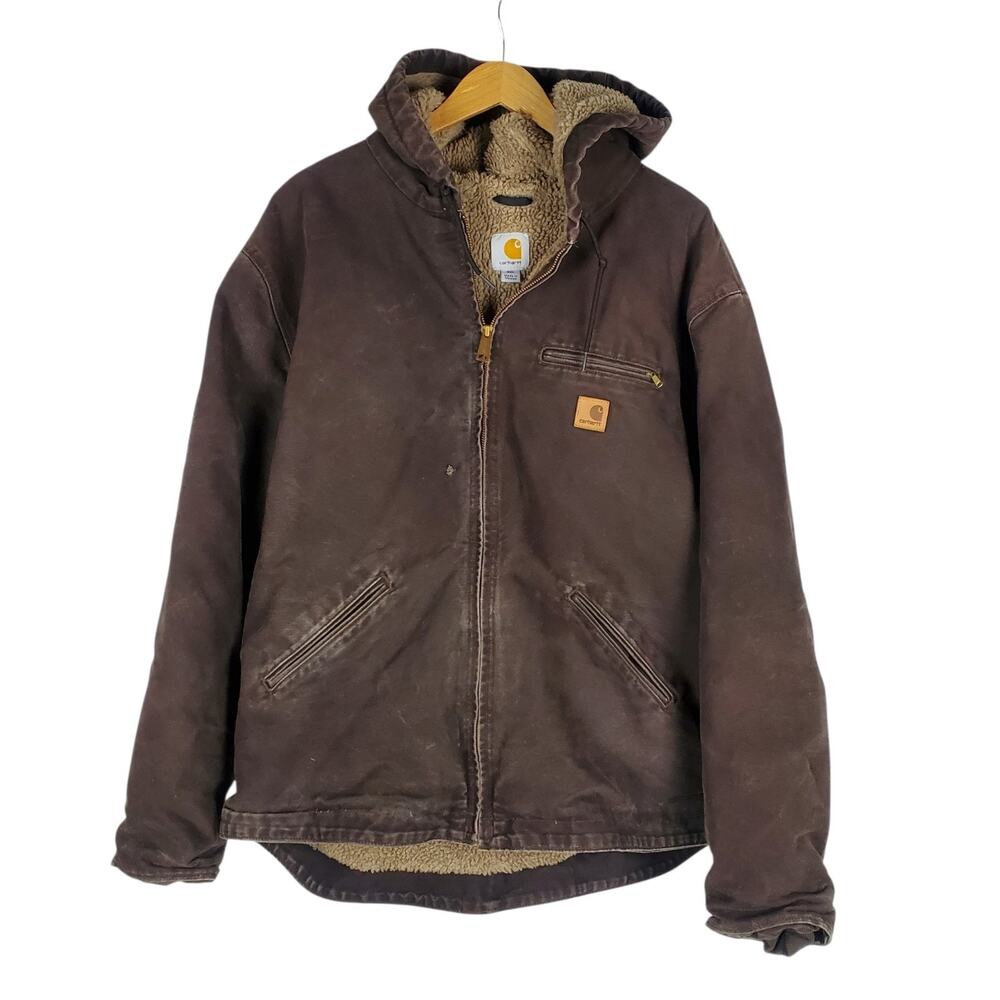 Carhartt Sandstone Sherpa Lined Sierra Work Wear Jacket Mens 2XL J141 DKB Brown